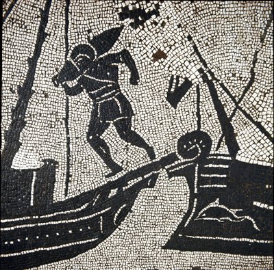 Ein Schiff aus Cagliari kehrt in den Hafen von Ostia zurück von Roman