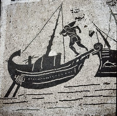 Ein Schiff aus Cagliari kehrt in den Hafen von Ostia zurück von Roman
