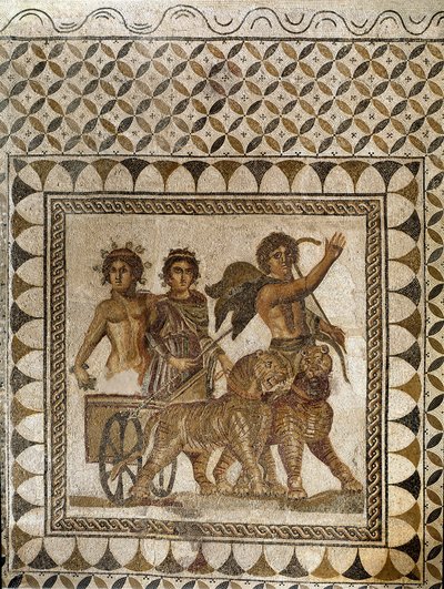 Bacchus in einem von Tigern gezogenen Wagen, 3. Jahrhundert von Roman