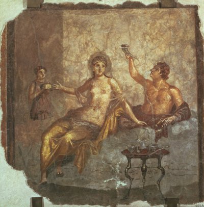 Bankettpaar mit einem Sklaven, aus Herculaneum von Roman