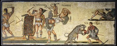 Kampf zwischen Gladiatoren und Wildkatzen, 320 n. Chr. von Roman
