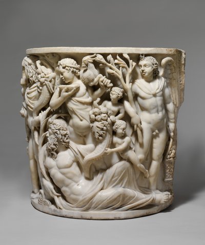 Detail des Marmorsarkophags mit dem Triumph des Dionysos und den Jahreszeiten (um 260-270 n. Chr.) von Roman