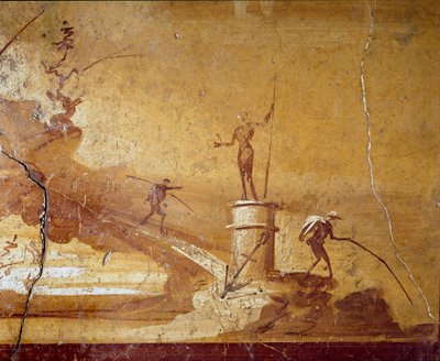 Angelszene (Detail) einer monochromen Freske aus Herculaneum (Ercolano) 1. Jahrhundert v. Chr. von Roman