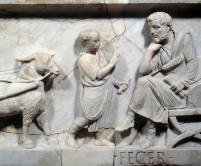 Fragment des Sarkophags von Marcus Cornelius Statius (Detail) von Roman
