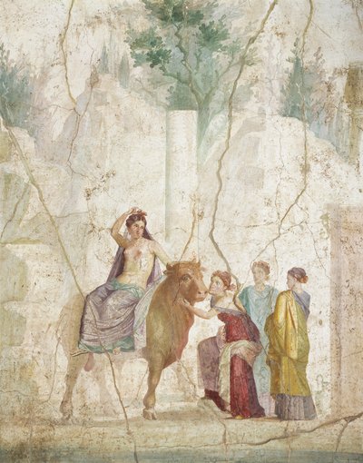 Fresko, das die Entführung Europas darstellt, aus Pompeji, römische Zivilisation von Roman