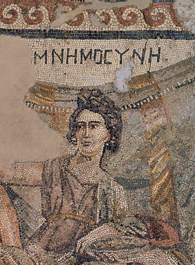 Begräbnissymposium, aus der Nekropole von Antiochia, spätes 4. Jahrhundert n. Chr. (Mosaik) (Detail) von Roman