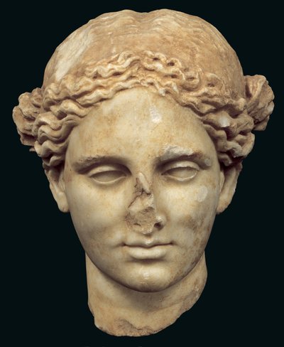 Kopf von Apollo Sauroktonos (der Eidechsentöter), Kopie einer griechischen Bronze des 4. Jahrhunderts von Praxiteles, gefunden in Kifissia von Roman