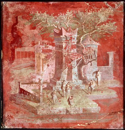 Landschaft mit Sykomoren (Fresko) von Roman