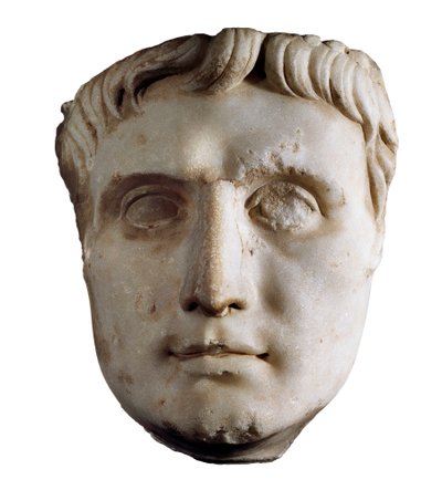 Maske von Kaiser Augustus (Caius Julius Caesar Octavianus Augustus), 63 v. Chr. - 14 n. Chr. (Marmorskulptur) von Roman