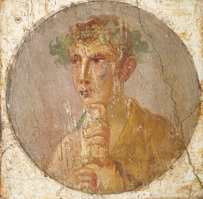 Porträt eines jungen Mannes mit einer Papyrusrolle, 55-79 n. Chr. von Roman