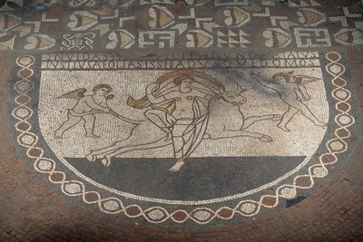 Raub der Europa, Bodenmosaik aus der römischen Villa von Lullingstone, ca. 82 n. Chr., Eynsford, Kent, England, Vereinigtes Königreich, römische Zivilisation von Roman