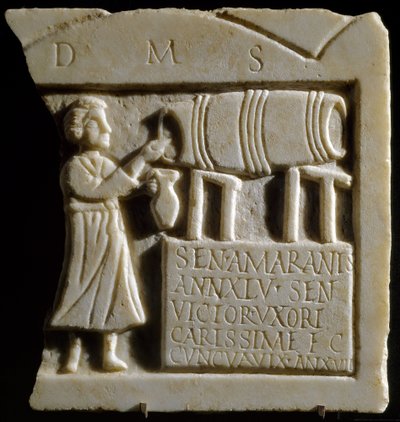 Relief, das eine Tavernen-Szene darstellt von Roman