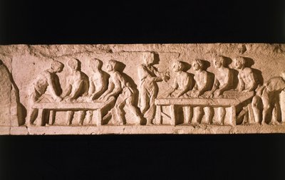 Relief darstellend eine Bäckerei, aus dem Grab von Eurysaces dem Bäcker, an der Porta Maggiore, Rom, 50-20 v. Chr. von Roman