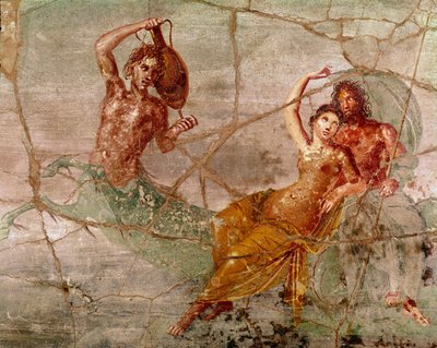Römische Kunst: „Neptun, Poseidon und Amphitrite“ Römisches Fresko aus Pompeji, Italien (60-80 n. Chr.) von Roman