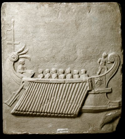 Römische Kunst: Römische Trireme - Fragment eines Marmorfrieses aus Pozzuoli von Roman