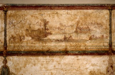 Römische Kunst: Meereslandschaft mit Biremen und Triremen von Roman