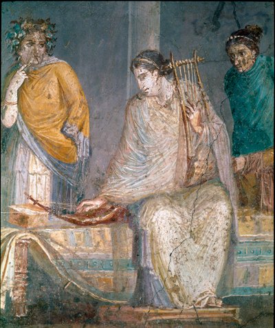 Römische Kunst: ein Kitharist. Fresko von der Stätte Castellammare di Stabia bei Neapel. 1. Jahrhundert n. Chr. von Roman