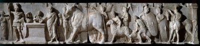 Römische Kunst: Altar des Domitius Ahenobarbus. Szene eines Opfers an den Gott Mars von Roman