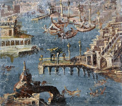 Römische Kunst: Landschaft mit einem Hafen, allgemein als Pozzuoli identifiziert von Roman
