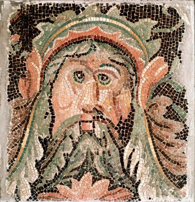 Römische Kunst: Mosaik, das den Kopf einer Meeresgottheit darstellt. 3. Jahrhundert n. Chr. von Roman