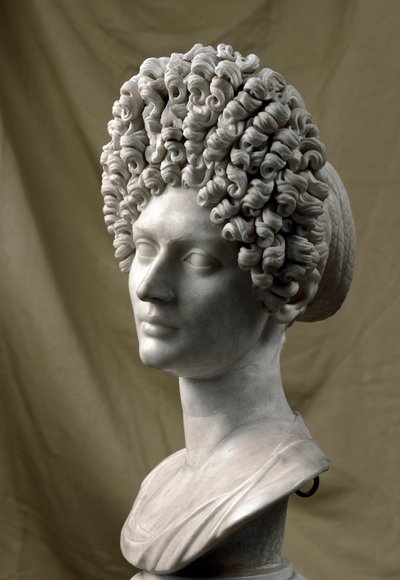 Römische Kunst: Porträt einer Dame aus der flavischen Zeit. 80-100 n. Chr. Marmorskulptur. Dim. 38 cm. Rom, Musei Capitolini von Roman