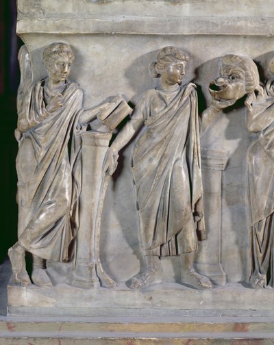 Sarkophag der Musen, Detail von Clio und Thalia, ca. 160 n. Chr. von Roman