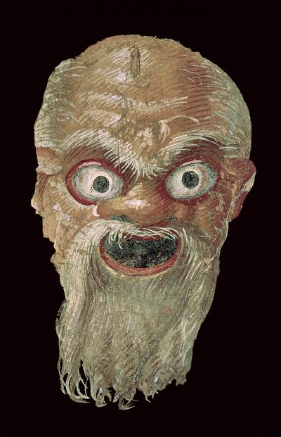 Theatermaske, Ostwand, Oecus 5, 60-50 v. Chr. (Detail) von Roman