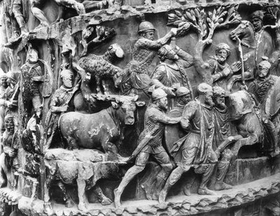Transport deutscher Gefangener und die Kriegsbeute, Detail von der Säule des Marcus Aurelius (Colonna Antonina) von Roman