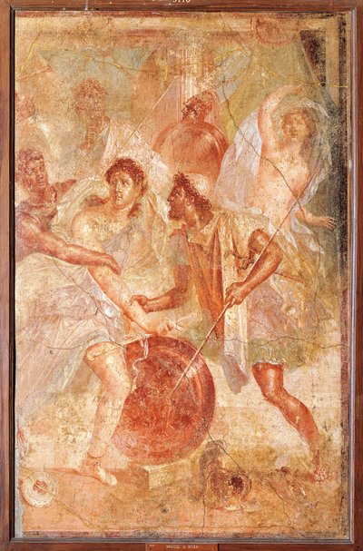 Odysseus und Diomedes erkennen Achilles, verkleidet als die weibliche Pyrrha, unter den Töchtern des Lykomedes auf Skyros von Roman