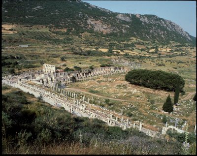 Ansicht der Straße der Kureten zur Bibliothek des Celsus von Roman
