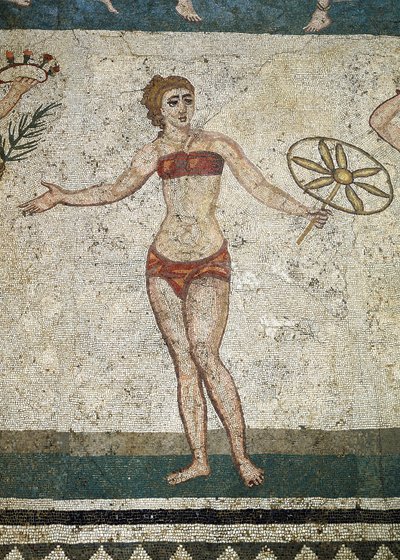 Junger Römer bei körperlichen Übungen (Detail eines Mosaiks) von Roman