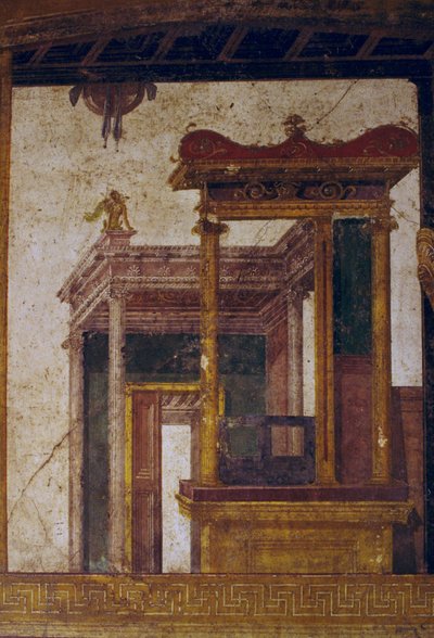 Fantastische Architekturen, Fresko aus dem Oecus im Haus der Vettii, Pompeji (UNESCO-Welterbeliste) von Roman Roman