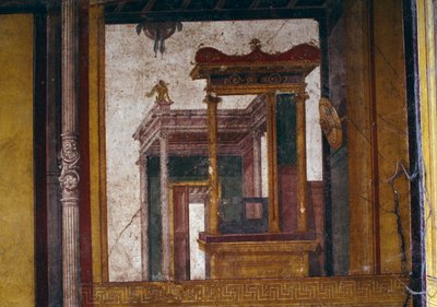 Fantastische Architekturen, Fresko aus dem Oecus im Haus der Vettii, Pompeji (UNESCO-Welterbeliste) von Roman Roman