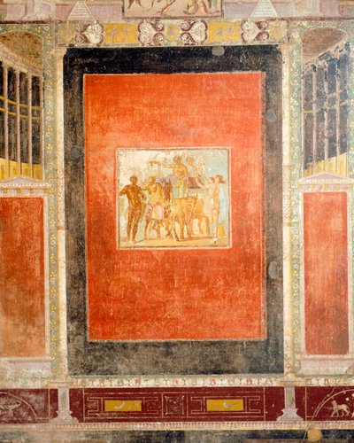 Freskodekoration des Tablino-Saals, Haus von Marcus Lucretius Fronto, Pompeji, Kampanien, Römische Zivilisation von Roman Roman