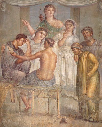 Fresko, das Admetos und Alkestis darstellt, aus der Basilika in Herculaneum, Kampanien, römische Zivilisation von Roman Roman