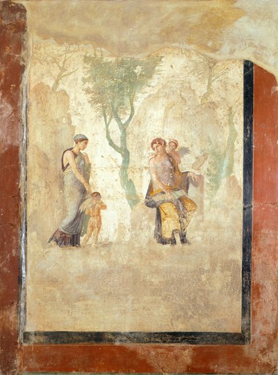 Fresko, das Eros zeigt, der in Anwesenheit von Aphrodite bestraft wird, aus dem Haus der bestraften Liebe, Pompeji (UNESCO-Welterbeliste) von Roman Roman