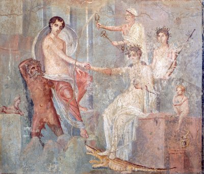 Fresko, das die Ankunft von Io in Ägypten darstellt, Pompeji, Kampanien, römische Zivilisation von Roman Roman