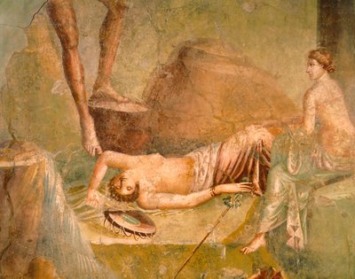 Fresko, das eine schlafende Mänade darstellt, aus dem Haus des Citharisten, Pompeji, Kampanien, Römische Zivilisation von Roman Roman