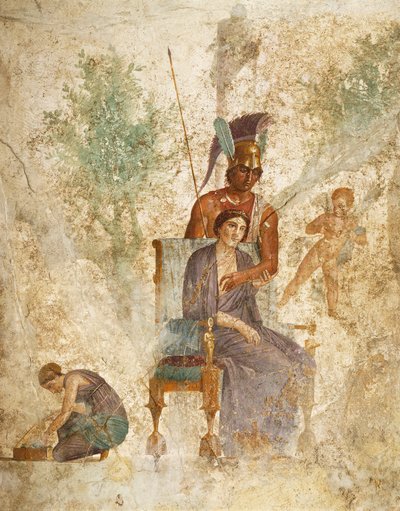Fresko, das Mars und Venus mit Amor darstellt, Pompeji, Kampanien, Römische Zivilisation von Roman Roman
