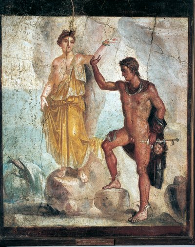 Fresko, das Perseus und Andromeda darstellt, aus Italien, Kampanien, Pompeji, Malerei auf Putz, 55-79 n. Chr. von Roman Roman