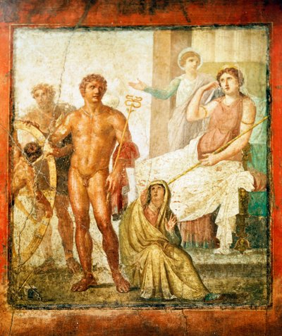Fresko, das die Folterung von Issone darstellt, aus dem Haus der Vettii, Pompeji, Kampanien von Roman Roman