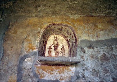 Fresko, das ein Lararium aus Pompeji darstellt (UNESCO-Welterbeliste) von Roman Roman