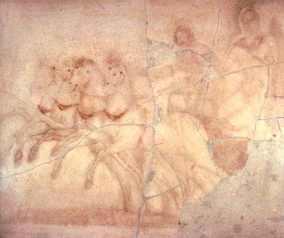 Fresko, das einen Wagen mit Wagenlenker darstellt, aus Herculaneum, Römische Zivilisation von Roman Roman