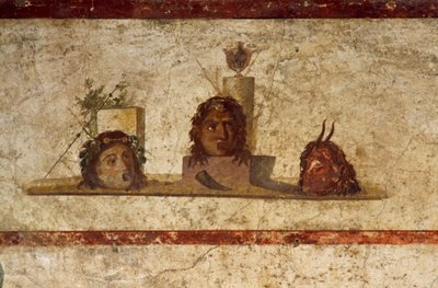 Fresko mit drei Köpfen, Haus des Caius Julius Polybius, Pompeji (UNESCO-Welterbe) von Roman Roman