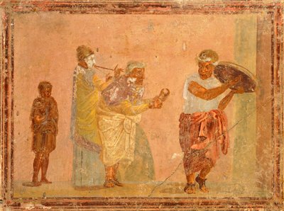 Fresko, das reisende Musiker darstellt, aus Pompeji, Kampanien, Römische Zivilisation von Roman Roman