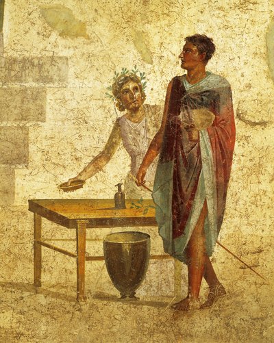 Fresko, das Jason und Pelias aus Pompeji darstellt von Roman Roman