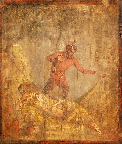 Fresko mit einem erotischen Motiv, das Nymphe und Pan aus Pompeji darstellt (UNESCO-Welterbeliste) von Roman Roman