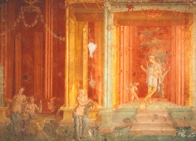 Wandmalerei, die Iphigenie in Tauris darstellt, Haus des Pinarius Cerialis, Pompeji, Kampanien, Italien von Roman Roman