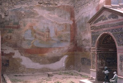 Pompeji, Casa de Diana und Amphitrite-Brunnen und Wandmalerei, Italien von Roman Roman