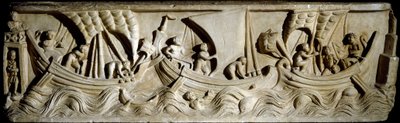 Römische Kunst: „Navigationsszene“ (Flachrelief aus der Via Labicana in Rom) von Roman Roman